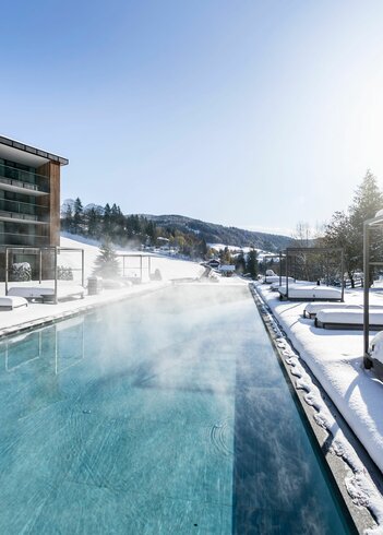 Hotel mit Pool, Meran, und Badeteich im Hotel Viktoria